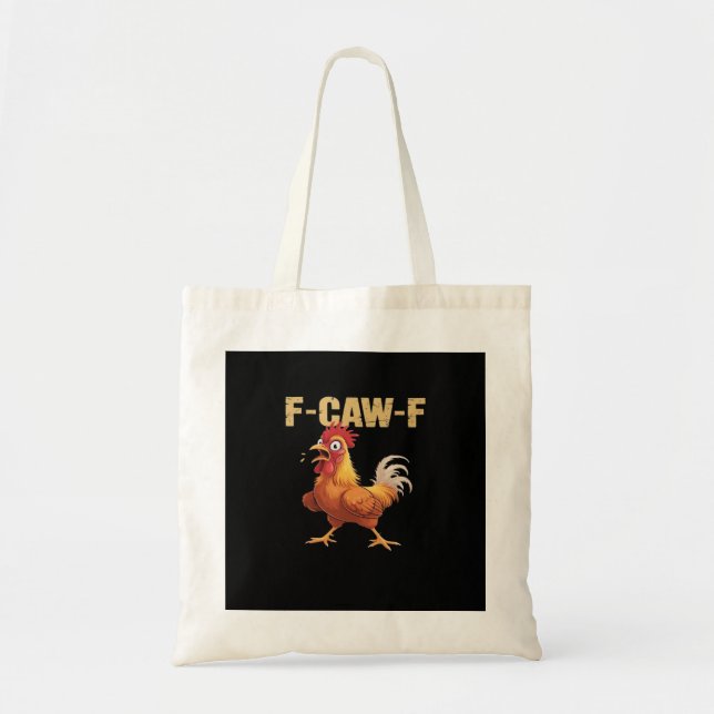 Funny F-Caw-F Chicken Retro Style Tote Bag (Front)
