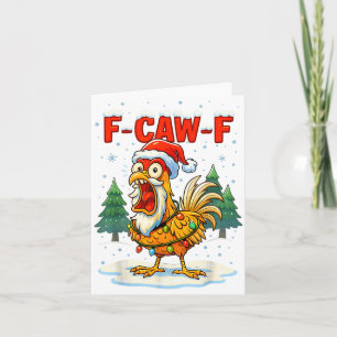 Funny F-caw-f Christmas Chicken Xmas Lights Santa  Card