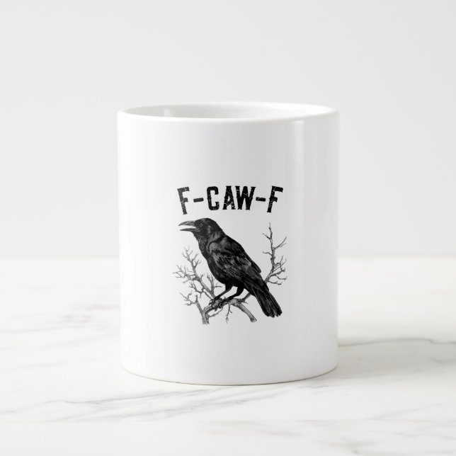 Funny F-Caw-F Crow Bird Raven Men Women Large Coffee Mug (Front)