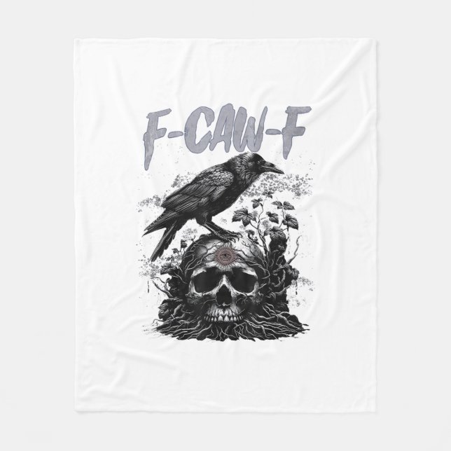 Funny F-Caw-F Crow Funny Halloween Retro Classic Fleece Blanket (Front)