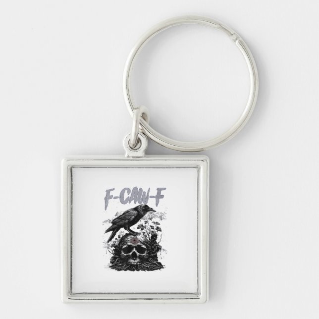 Funny F-Caw-F Crow Funny Halloween Retro Classic Keychain (Front)