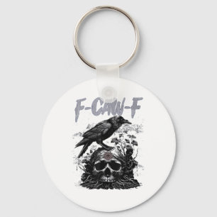 Funny F-Caw-F Crow Funny Halloween Retro Classic Keychain