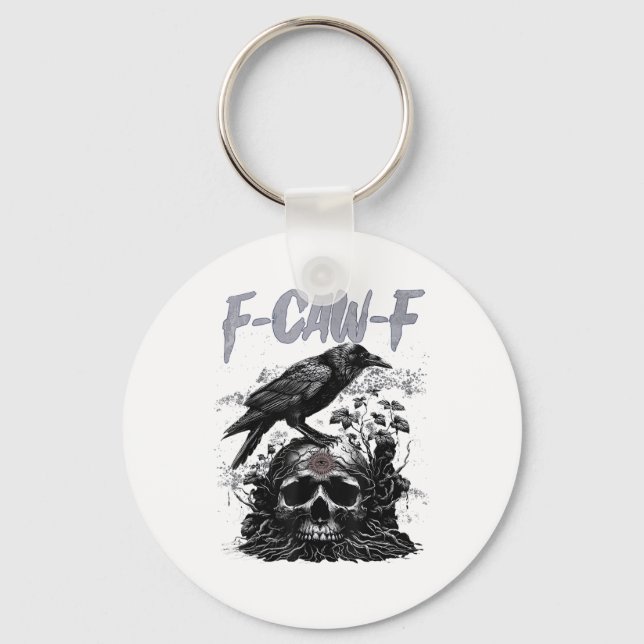 Funny F-Caw-F Crow Funny Halloween Retro Classic Keychain (Front)