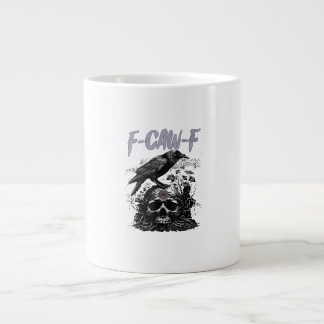 Funny F-Caw-F Crow Funny Halloween Retro Classic Large Coffee Mug (Front)