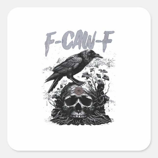 Funny F-Caw-F Crow Funny Halloween Retro Classic Square Sticker (Front)