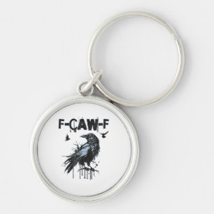 Funny F-Caw-F Crow Grunge Humor Graphic Keychain
