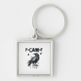 Funny F-Caw-F Crow Grunge Humor Graphic Keychain