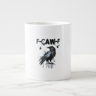Funny F-Caw-F Crow Grunge Humor Graphic Large Coffee Mug