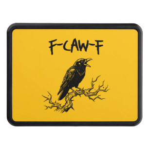 Funny F-Caw-F Crow Raven Pun Trailer Hitch Cover