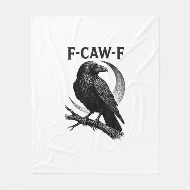 Funny F-Caw-F Crow Retro Graphic Fleece Blanket (Front)