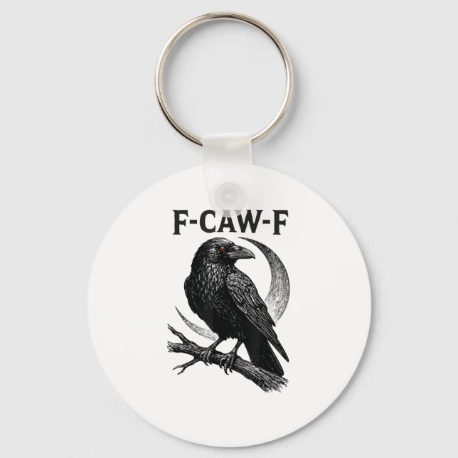 Funny F-Caw-F Crow Retro Graphic Keychain (Front)