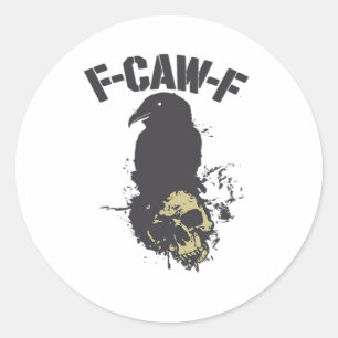 Funny F-Caw-F Crow Vintage Humor Essential Creativ Classic Round Sticker