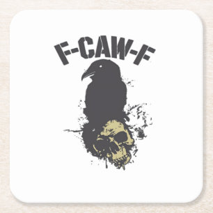 Funny F-Caw-F Crow Vintage Humour Essential Creati Square Paper Coaster