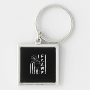 Funny F Caw F Crow With USA Flag Keychain