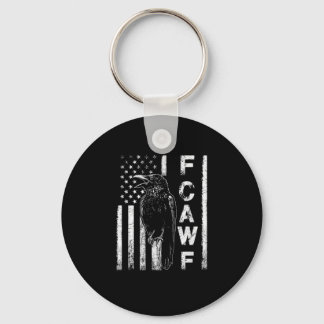 Funny F Caw F Crow With USA Flag Keychain