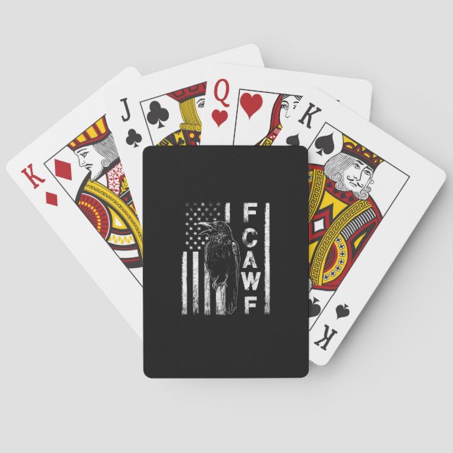 Funny F Caw F Crow With USA Flag Playing Cards (Back)