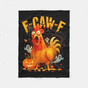 Funny F Caw F Ed Chicken Pumpkin Halloween Vintage Fleece Blanket