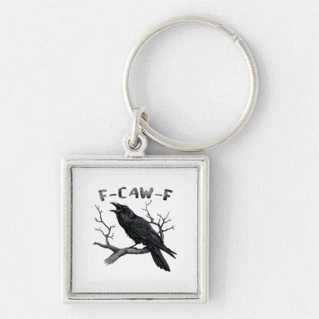 Funny F-Caw-F Gothic Crow Humour Essential Keychain (Front)