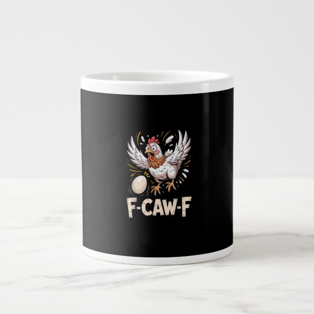 Funny F-Caw-F Hen Creative Casual Large Coffee Mug (Front)