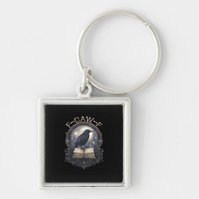Funny F-Caw-F Raven Bird Saying Graphic Retro Clas Keychain (Front)
