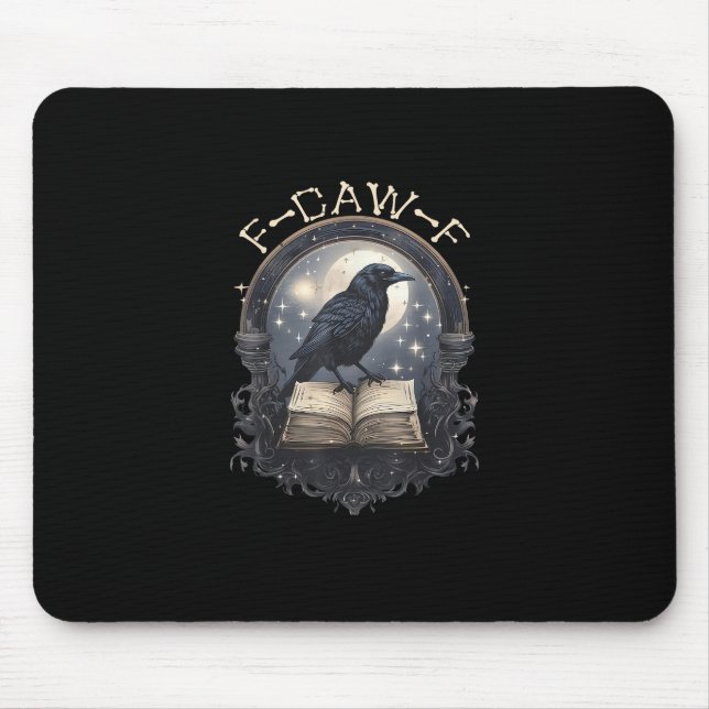 Funny F-Caw-F Raven Bird Saying Graphic Retro Clas Mouse Pad (Front)