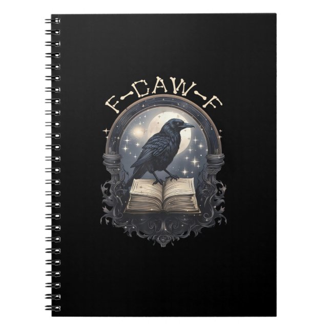 Funny F-Caw-F Raven Bird Saying Graphic Retro Clas Notebook (Front)