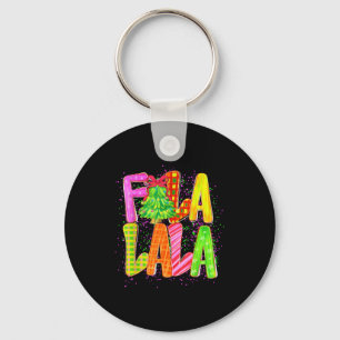 Funny Fa La La Coquette Bow Checkered Christmas Tr Keychain
