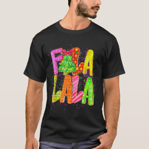 Funny Fa La La Coquette Bow Checkered Christmas Tr T-Shirt