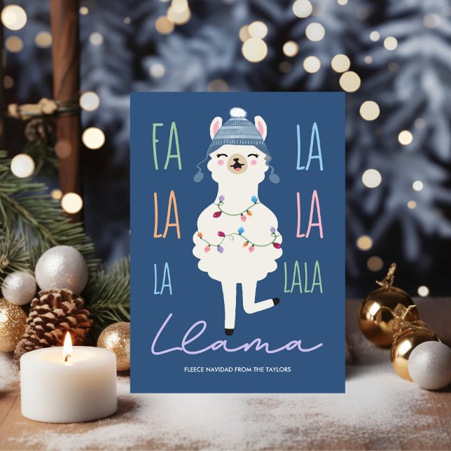 Funny Fa La La Llama Fleece Navidad Christmas Holiday Card (Creator Uploaded)