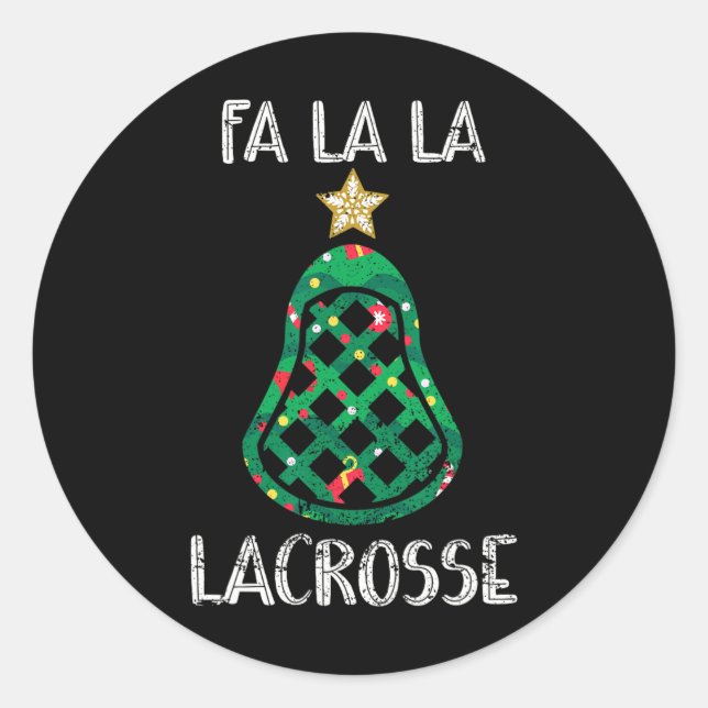 Funny Fa La Lacrosse Player Lax Christmas  Classic Round Sticker (Front)