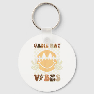 Funny Face American Football Game Day Vibes Sport  Keychain