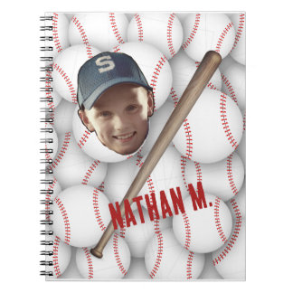 Funny face | Back to School Photo Name Baseball Notebook