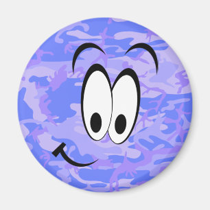 Funny Face Camouflage Pastel Blue Abstract Pattern Magnet