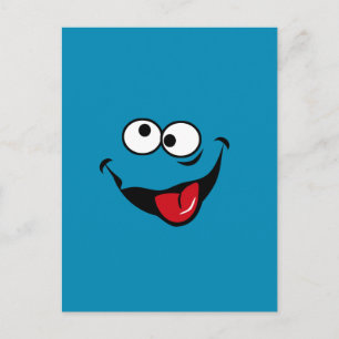 Funny face cartoon blue background postcard