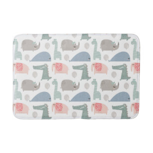 Funny Face Cute Doodle Animal Pattern Bath Mat
