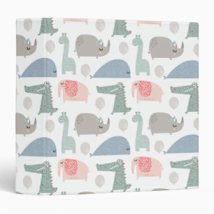 Funny Face Cute Doodle Animal Pattern Binder