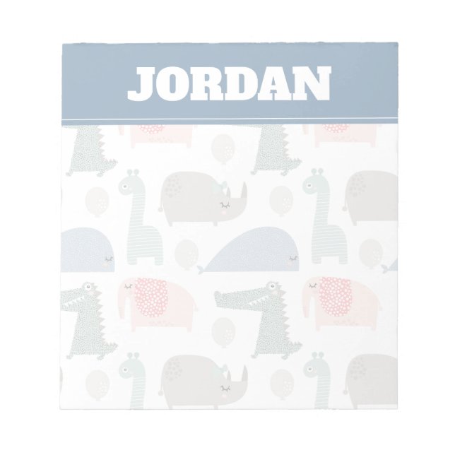 Funny Face Cute Doodle Animal Pattern Notepad (Front)