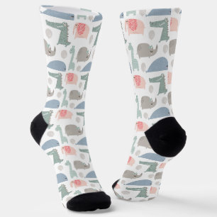 Funny Face Cute Doodle Animal Pattern Socks