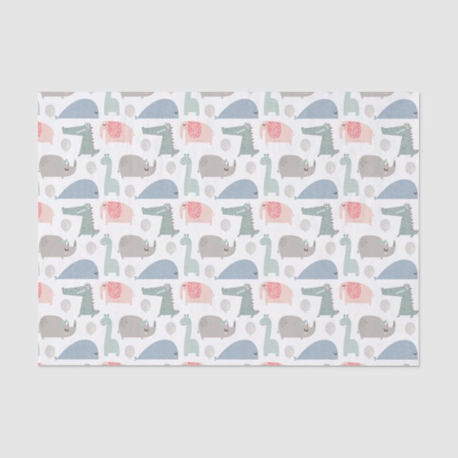 Funny Face Cute Doodle Animal Pattern Tissue Paper (Front)
