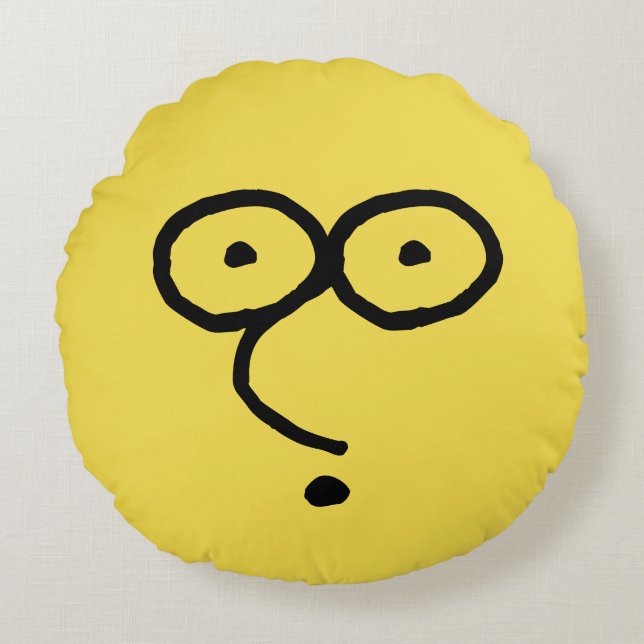 Funny Face Drawing Round Pillow (Front)