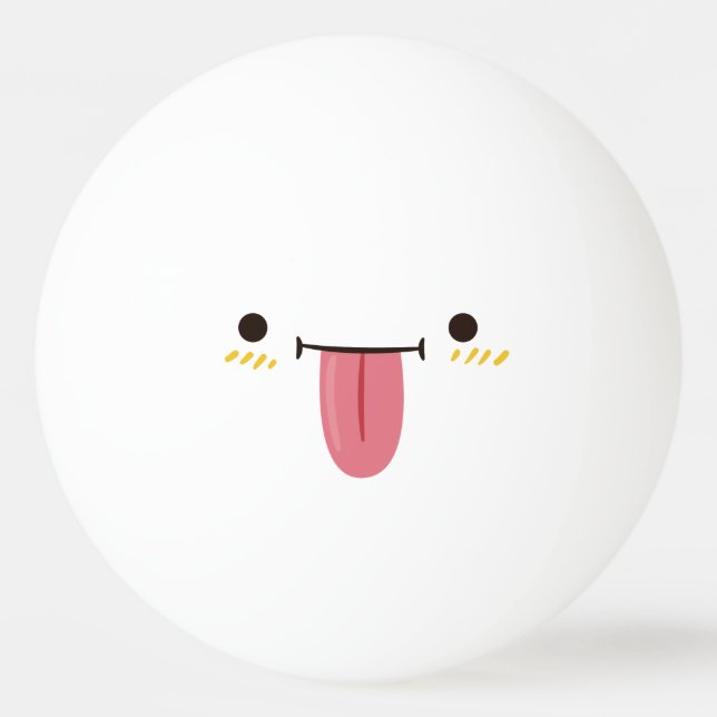 Funny Face. Emoji Emoticon. Playful Ping Pong Ball (Front)