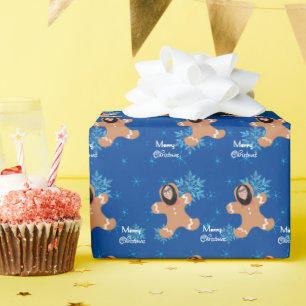 Funny Face Ginger Cookie Merry Christmas Photo  Wrapping Paper