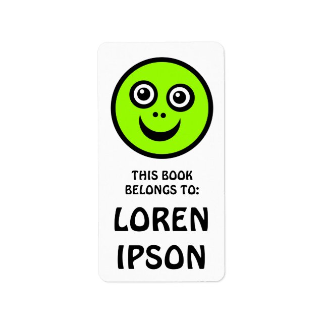 Funny Face - Green - Book Plate Label (Front)