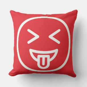 Funny face laughing smiling humour trendy red cute throw pillow