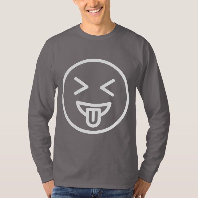 Funny face men grey long sleeve T-Shirt (Front)