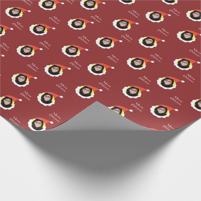 Funny Face Merry Christmas Photo Custom  Wrapping Paper (Corner)