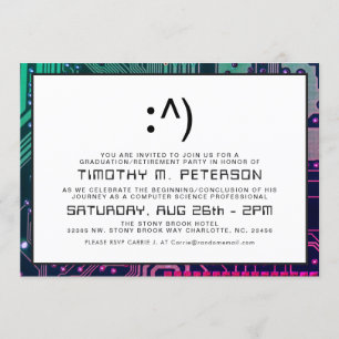 Funny Face Minimal Computer Science Grad Invite