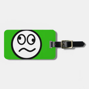 Funny Face on Green Background Luggage Tag