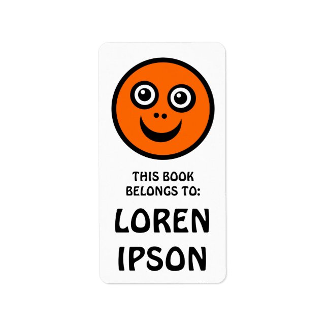 Funny Face - Orange - Book Plate Label (Front)