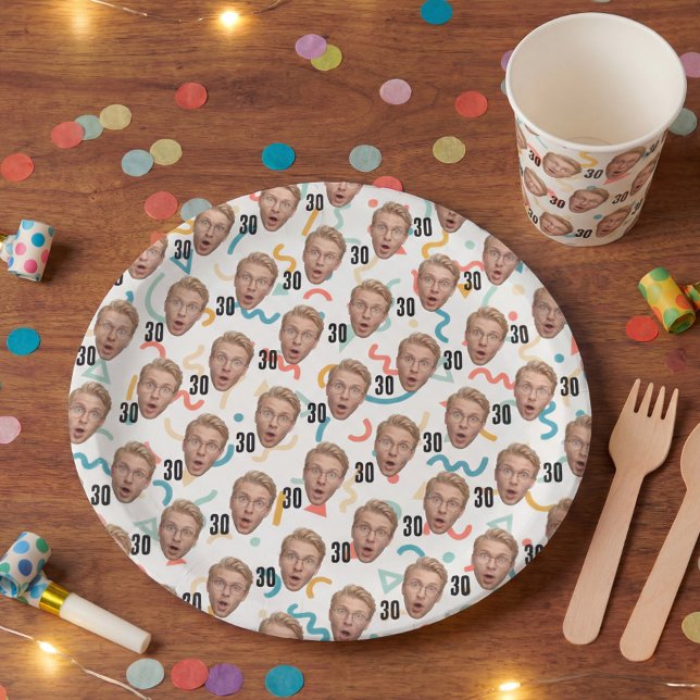 Funny Face Personalized Photo Party Paper Plate (Creator Uploaded)